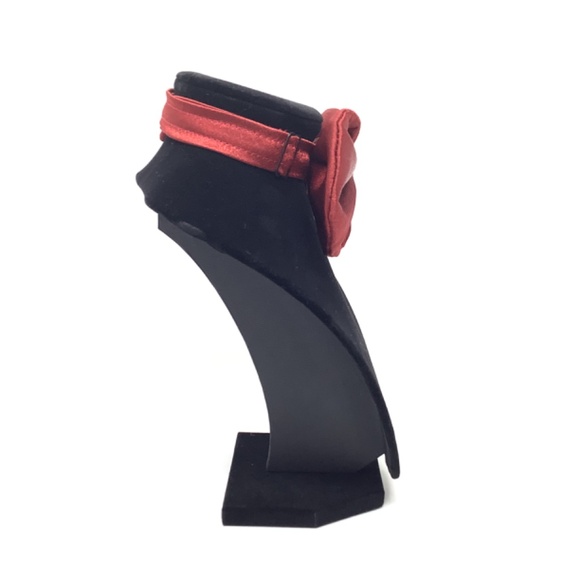 Wine Red Silky Solid Handcrafted Bow Tie - Picture 5 of 14